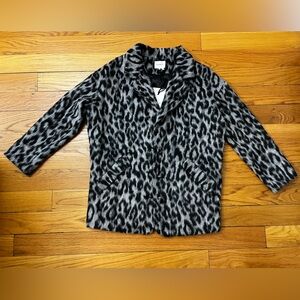 Sezane Alicia coat in leopard grey. Brand New!